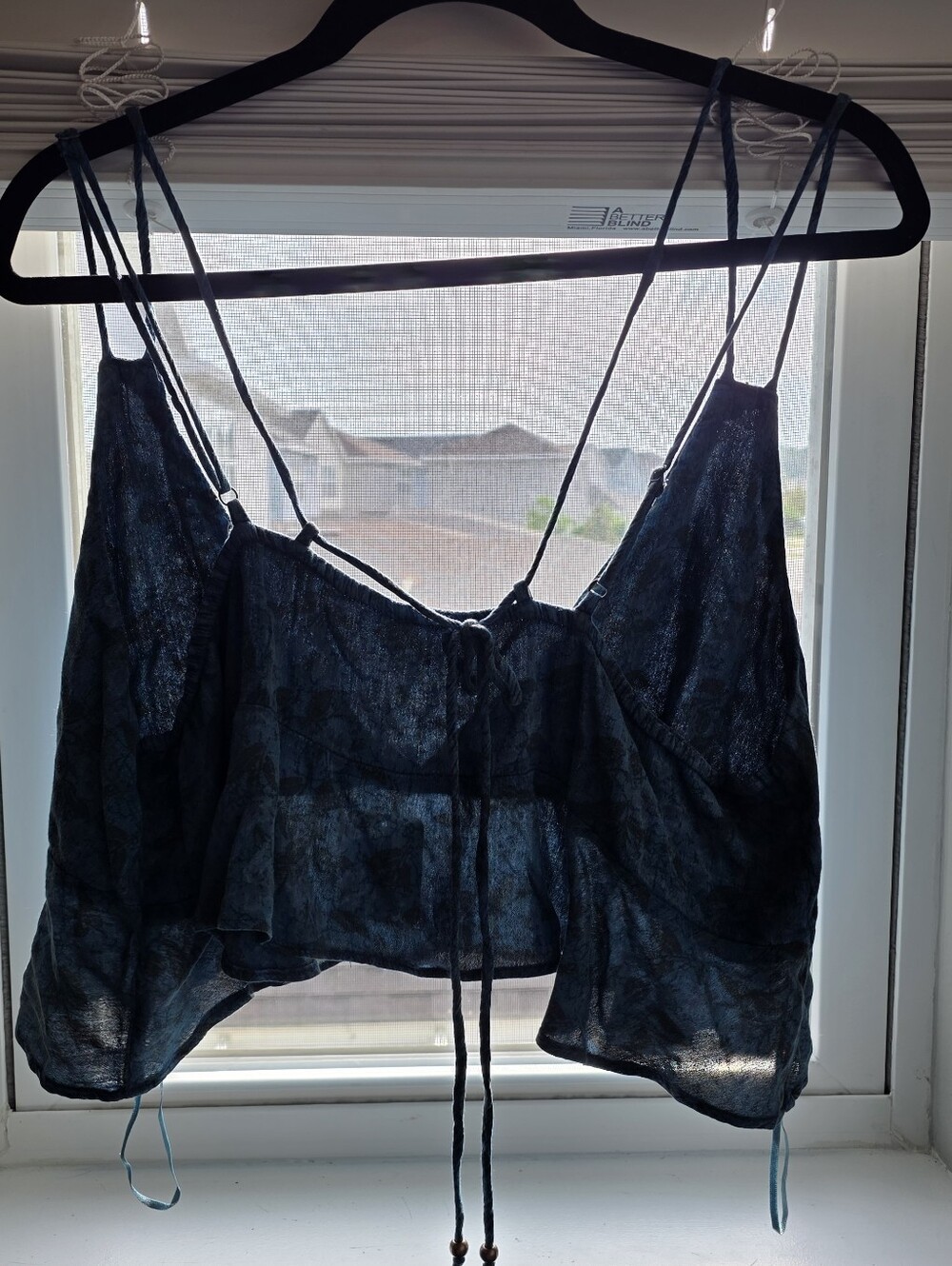 Free People Teal Blue Lace-Up Ruffle Hem Camisole - Picture 5 of 11